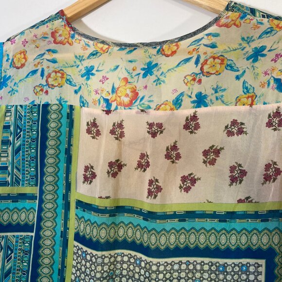 Johnny Was - Flowy Boho Cupra Rayon Trapeze Tunic Top - Semi-Sheer - Picture 4 of 5